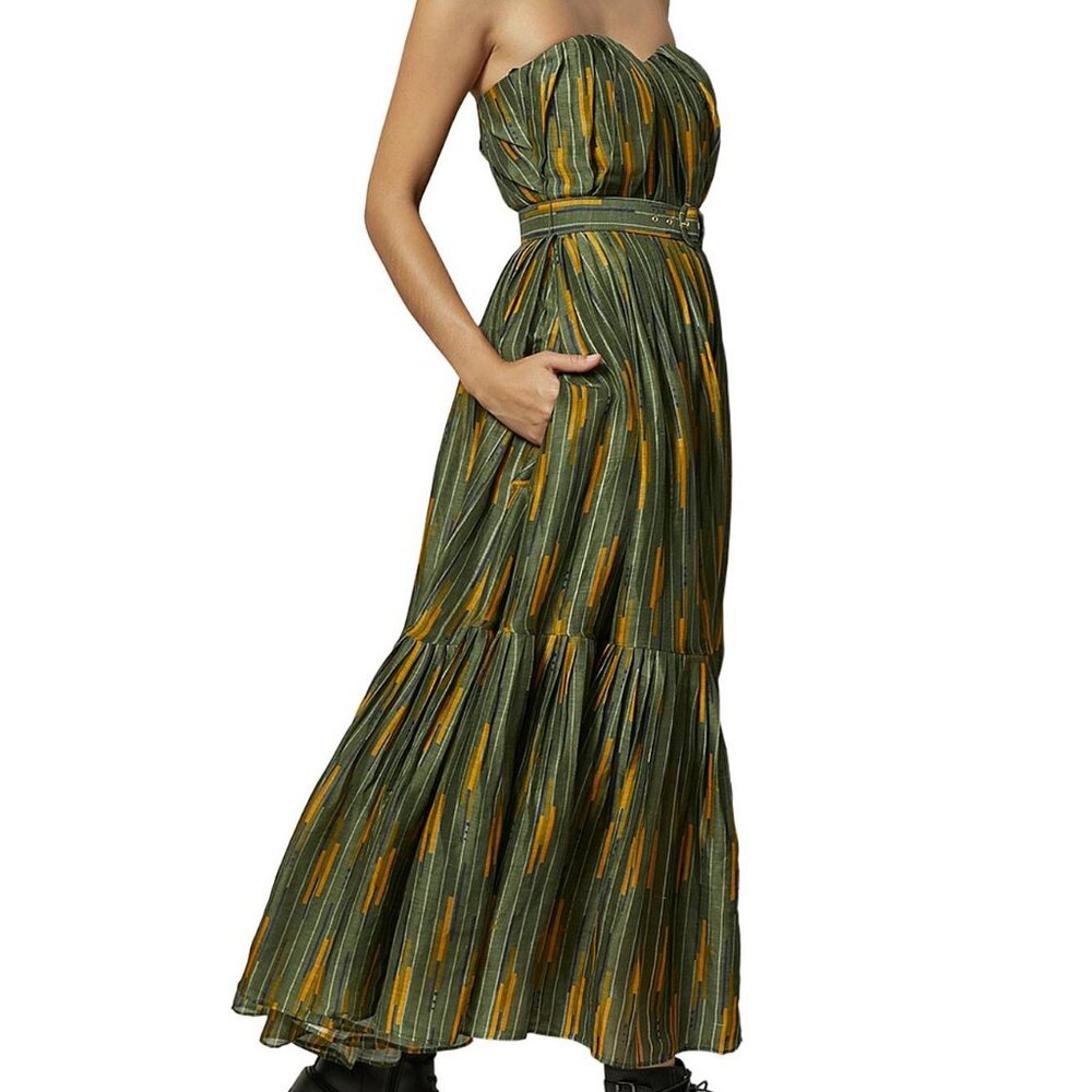 NWT - LEO LIN - Hummingbird, Silk Linen Strapless Dress